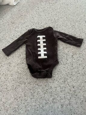 Carter's Black Long-Sleeve Bodysuit with White Football Lace Graphic